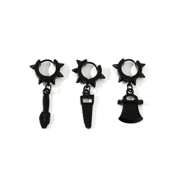DAIIIBABYYY  -  Fashion Gothic Small Hoop Earrings Set Alloy Korean Style Earrings to Gift Ears Piercing Jewelry Men Accessories for Women